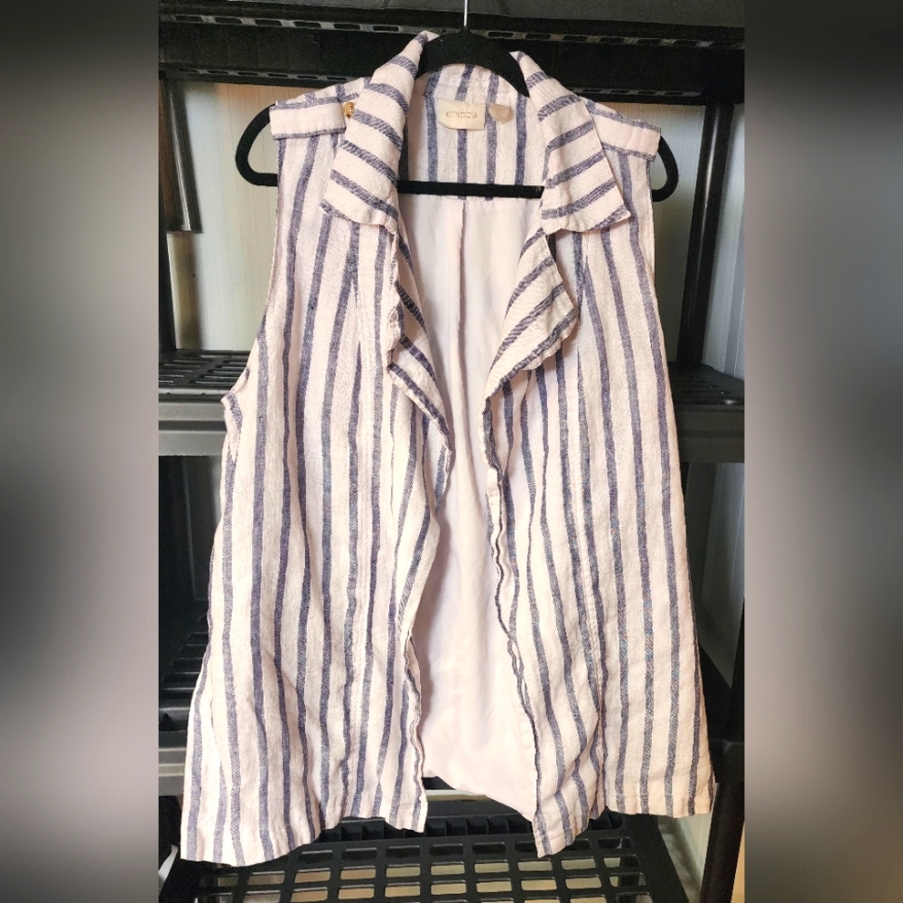 Size 3 Chicos blue and white striped vest
